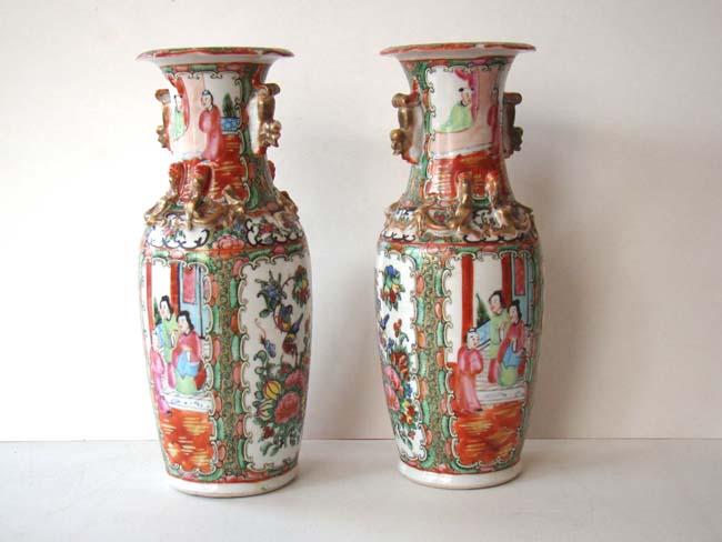 A pair of late 19th century Chinese Export porcelain 'Rose Medallion' vases